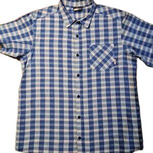 Columbia Men's Shirt Omni-Wick Super Slack Tide Camp All Blue&White Plaid Size L